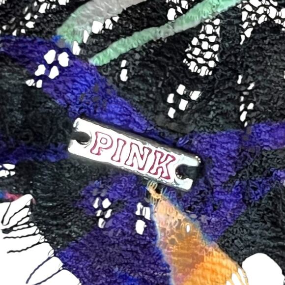 VS PINK Push Up Bra 34B Black Lace Tropical Halter Racerback Front Closure NEW - Picture 9 of 9